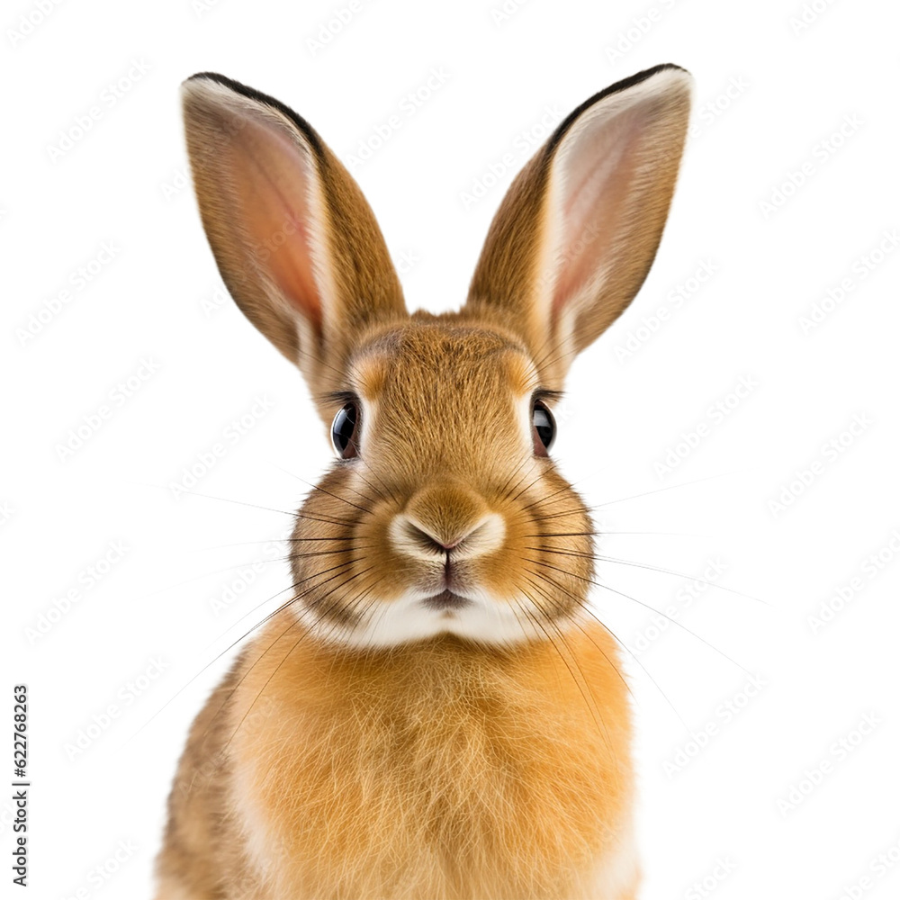rabbit face shot isolated on transparent background