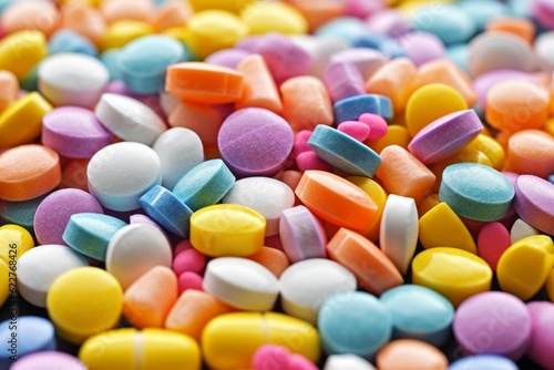 AI generated image of assorted pharmaceutical tablets