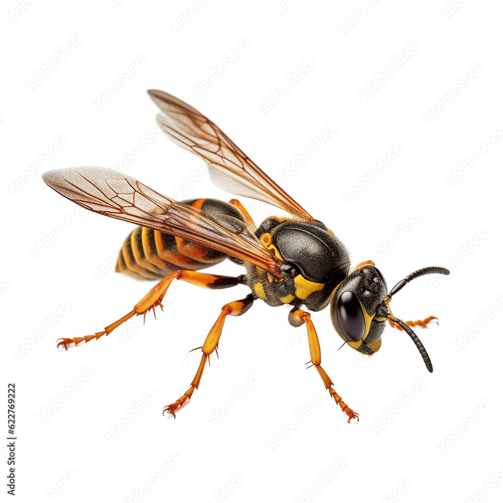 close up side view of wasp, isolated on transparent background cutout, generative ai close up side view of wasp, isolated on transparent background cutout, generative ai