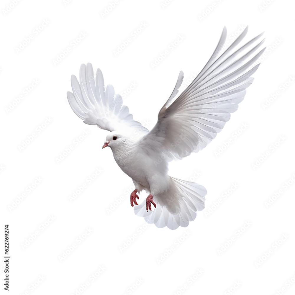 Obraz premium white pigeon flying, isolated on transparent background cutout