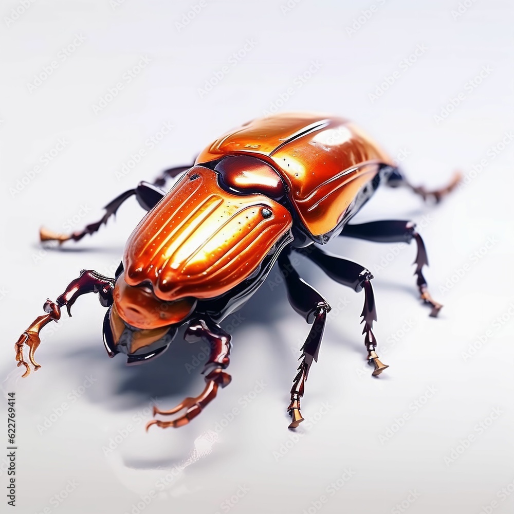 Naklejka premium AI generated illustration of An orange and brown beetle