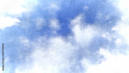Canvas Print Blue sky with white clouds background pencil graphic drawing 3d illustration