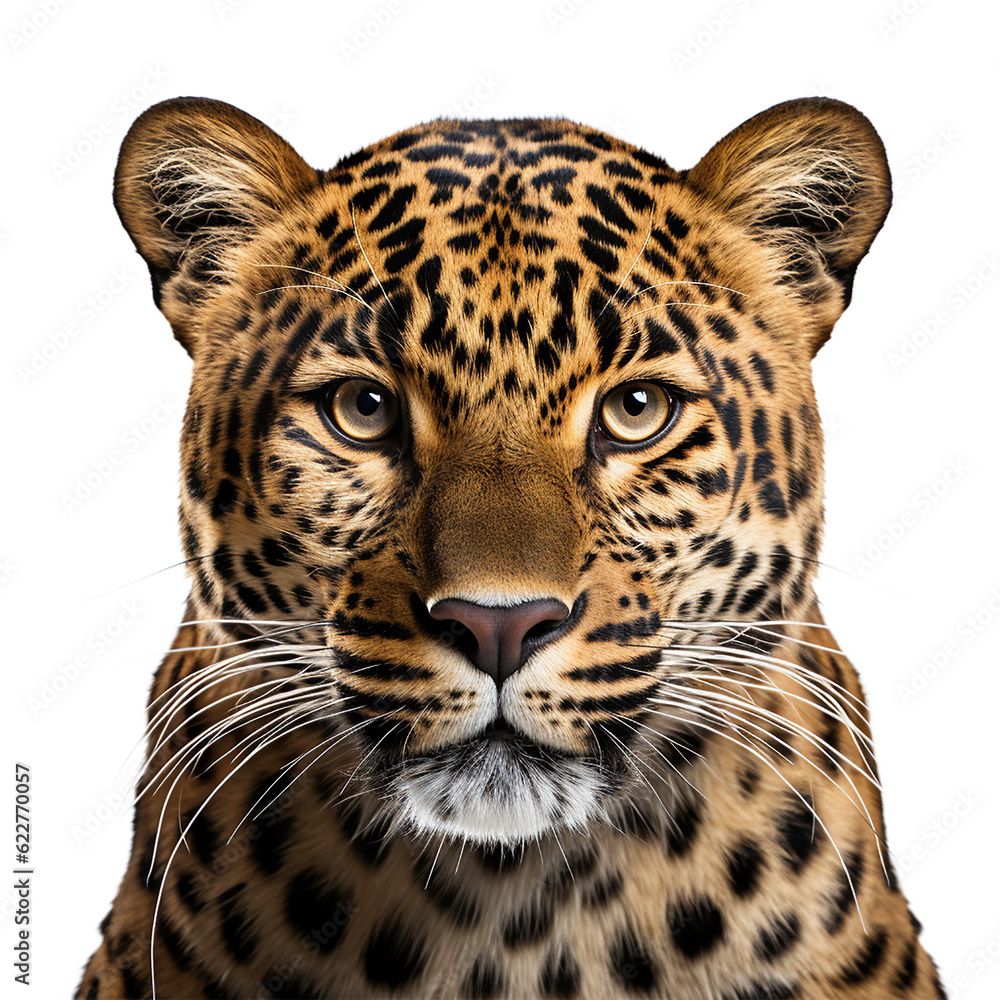 Obraz premium leopard face shot , isolated on transparent background