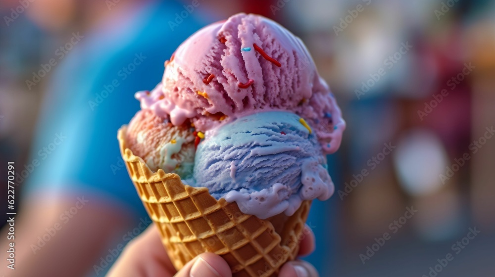 AI generated illustration of a person holding an ice cream cone