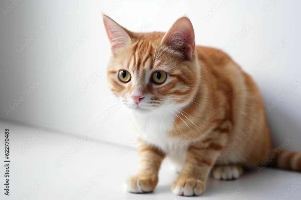AI generated illustration of a ginger domestic cat on a white background