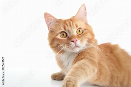 AI generated illustration of a ginger domestic cat on a white background © Infinity Gear/Wirestock Creators