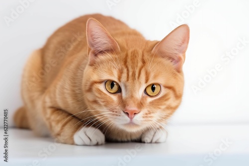 AI generated illustration of a ginger domestic cat on a white background