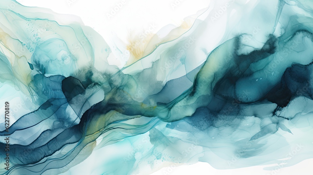 Abstract green, blue and white watercolor background
