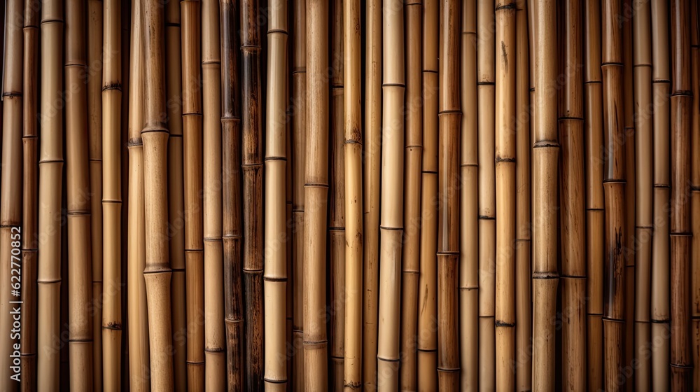 Fototapeta premium bamboo texture made of vertical sticks background with copy space