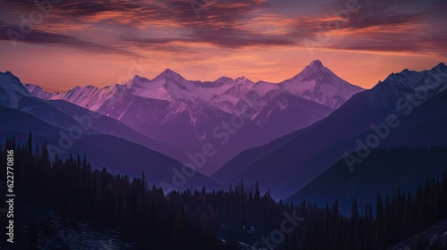 snowy mountain range at sunset with clouds in the sky wallpaper