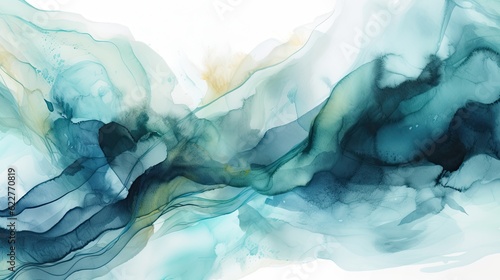 Abstract green, blue and white watercolor background