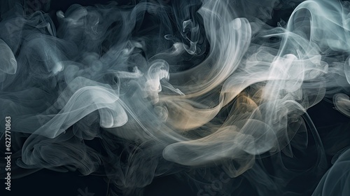 Beautiful smoke patterns on black background with copy space