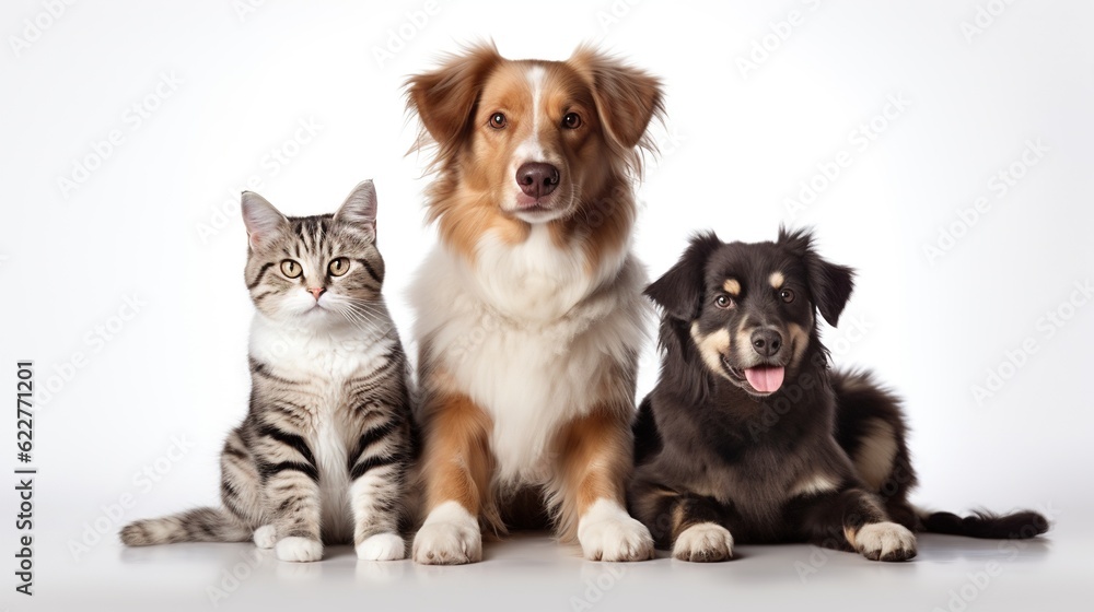 A cat and two dogs A cat and two dogs