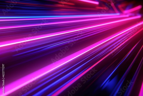 AI generated illustration of abstract neon light trails on a dark background