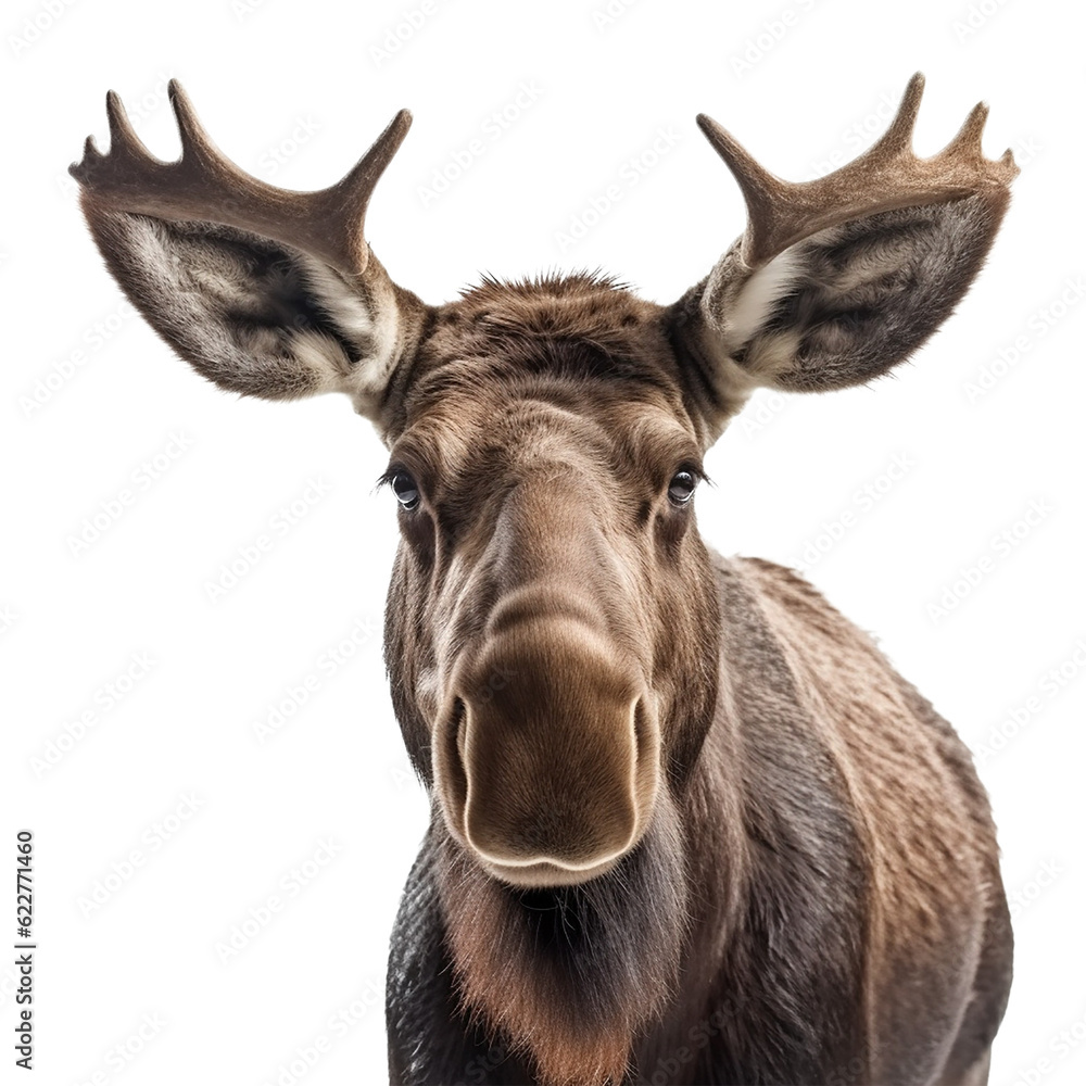 moose face shot isolated on transparent background cutout. generative ai moose face shot isolated on transparent background cutout. generative ai