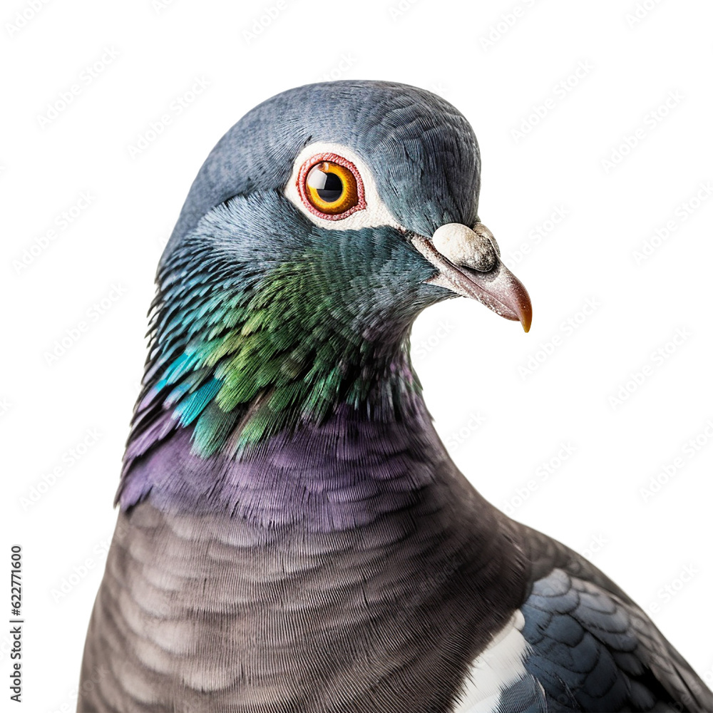 Naklejka premium pigeon face shot isolated on transparent background cutout