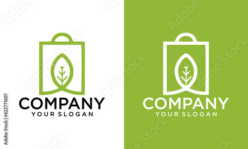 Eco Shop Logo, Shopping logo and ecology, Simple logo, shop Green color photo