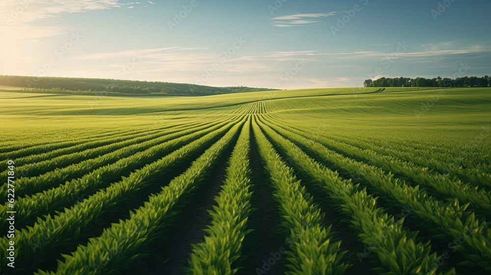 Green meadow meanders into wheat field horizon (6)