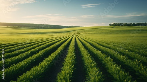 Green meadow meanders into wheat field horizon  6 