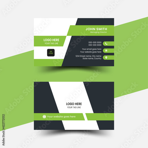 Elegant minimal black and light green business card template