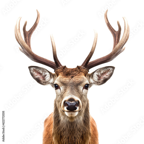 deer face shot isolated on transparent background 