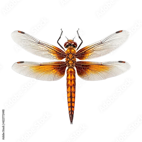 orange dragonfly top view , isolated on transparent background cutout , generative ai © Creative Canvas