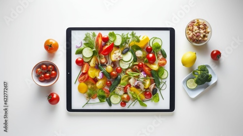 AI generated tablet displaying vegetables
