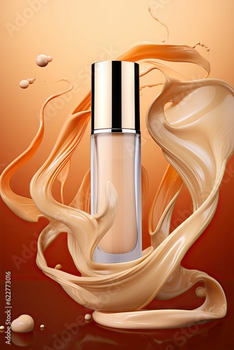 AI generated illustration of lipstick with a splash of liquid