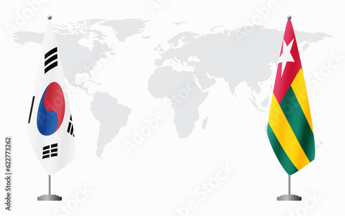 South Korea and Togo flags for official meeting