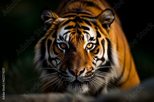 AI generated Bengal tiger on dark background © Shovalperez/Wirestock Creators