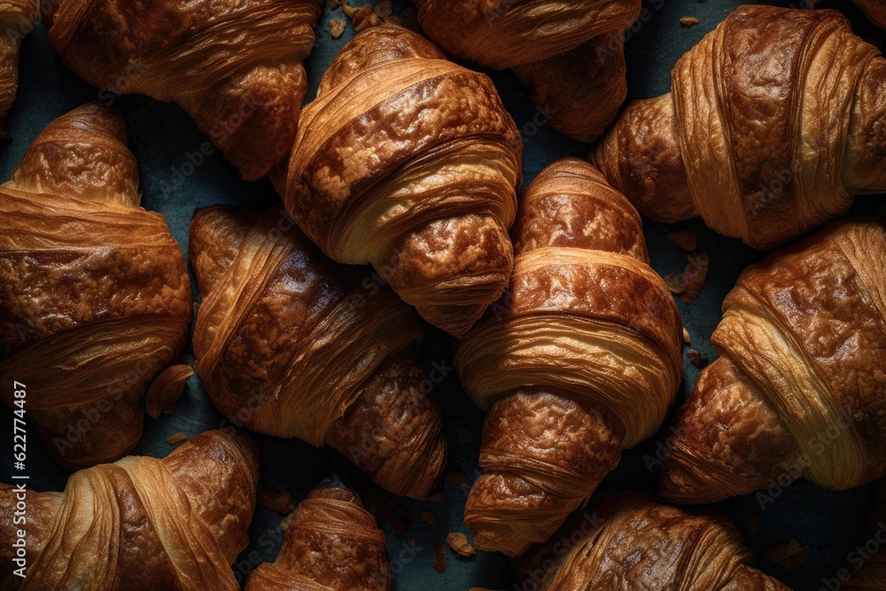 AI generated illustration of a stack of fresh croissants