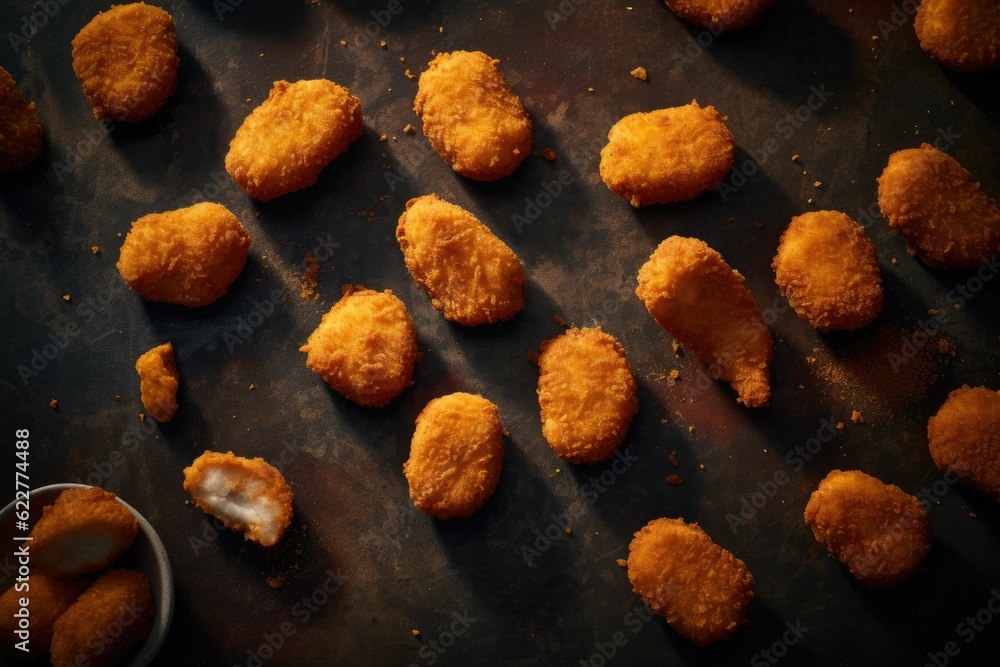 AI generated illustration of fried chicken nuggets AI generated illustration of fried chicken nuggets
