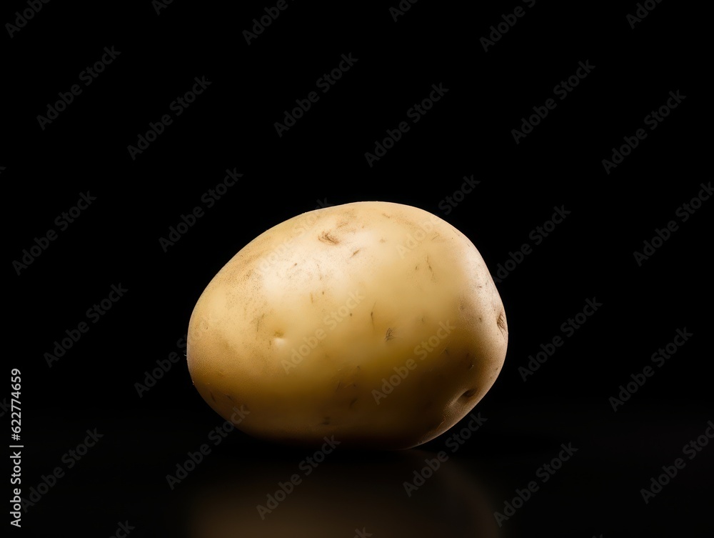 a potato on a black background
