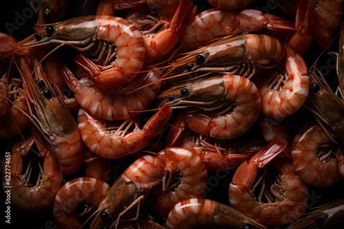 AI generated illustration of a pile of fresh prawns