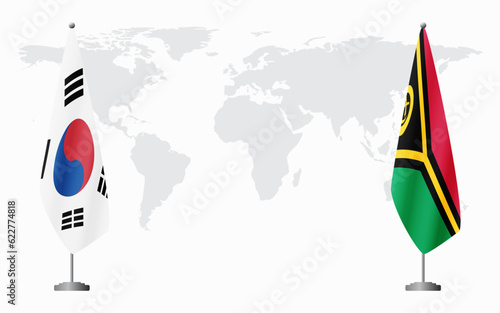 South Korea and Vanuatu flags for official meeting