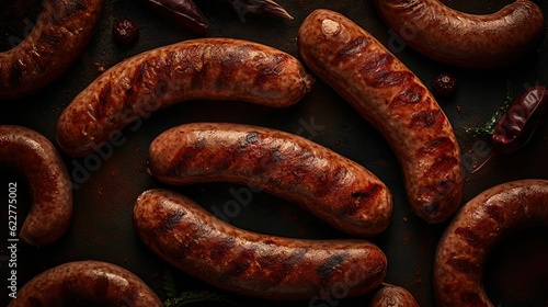 AI generated illustration of grilled sausages