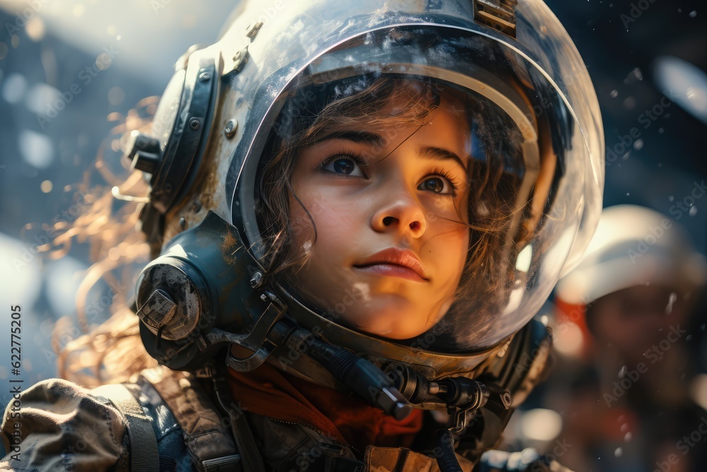 Young Girl Aspiring to be Astronaut - Dream - Ambition Young Girl Aspiring to be Astronaut - Dream - Ambition