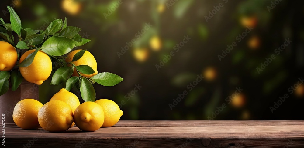 For your refreshing organic lemon drink on vintage wooden table with blur background for health, freshness and vitamin boosting concept - obrazy, fototapety, plakaty 
