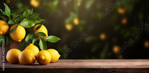 Stampa su tela For your refreshing organic lemon drink on vintage wooden table with blur backgr