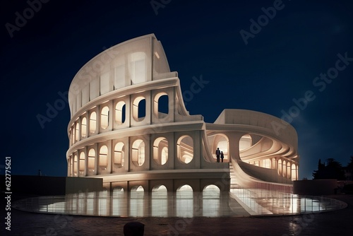 AI generated illustration of the futuristic architecture of the roman colosseum