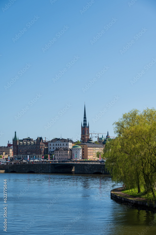 Stockholm old town seen from other side of the water on summer in Sweden
