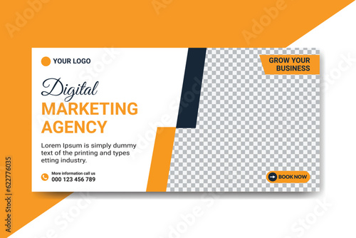 Digital Marketing Billboard Signage Banner Design , red template for placement of photos and text photo