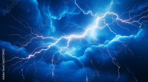 photo of sky with lightning and thunder, generative ai