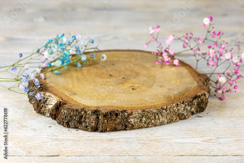 Nature at Home: Natural Charms on a Wooden Table with Gypsophila Blossoms