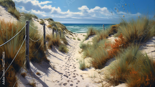 Naturweg zum Strand. Generative ai