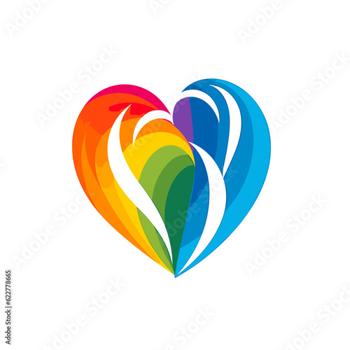colorful heart with rainbow