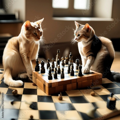 cats playing chess