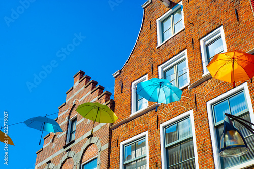 Beautiful sunny street umbrella
