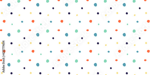 Hand drawn colorful dot seamless pattern.Creative background for children. Vector illustration