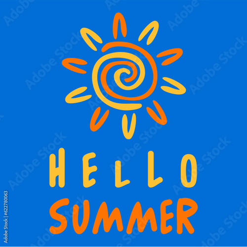 vector summer illustration hello summer text